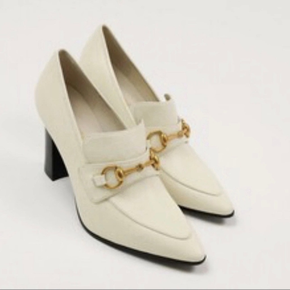 Jeffrey Campbell Cream Heels with Gold Detail